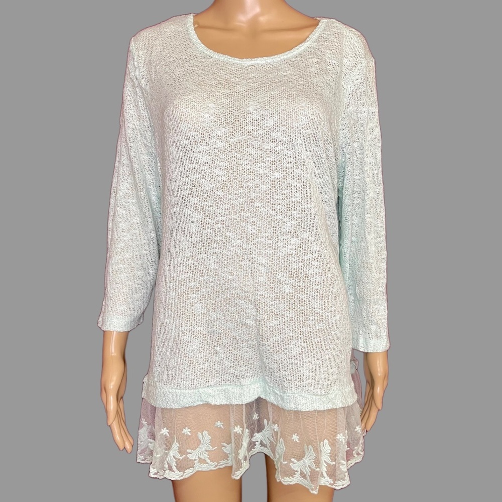 Krazy Kat ¾ Sleeve Knit and Mesh Tunic Size XL